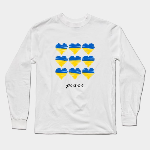 Ukrainian Flag color hand drawn heart, Peace for Ukraine Long Sleeve T-Shirt by RenattaZare